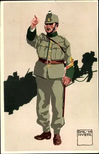 Künstler Ak Huber, E., Felduniform, Neue Ordonnanz, Schweizerischer Soldat in Uniform