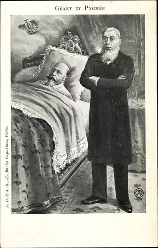 Künstler Ak Geant et Pygmee, König Edward VII von Großbritannien, Paul Kruger