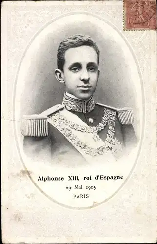 Ak Alphonse XIII, Roi d'Espagne, Portrait