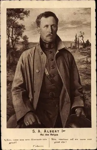 Ak Adel Belgien, König Albert I. in Uniform