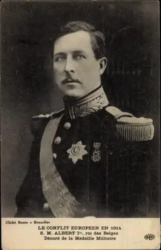 Ak Albert I., Roi des Belges, Decore de la Medaille Militaire