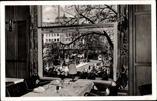 Ak Düsseldorf am Rhein, Gasthaus Müllers und Fest, Königsallee 14, Blick auf die Straße vom Fenster