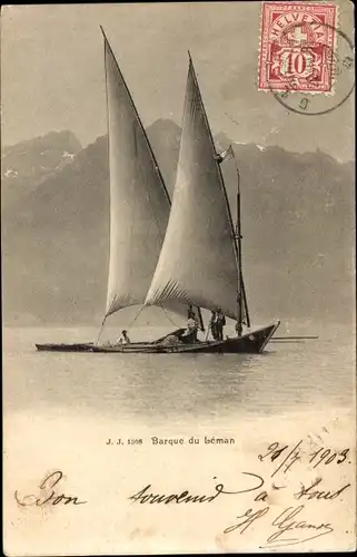 Ak Genf Kanton Schweiz, Barque du Léman, Segelboot auf dem Genfer See