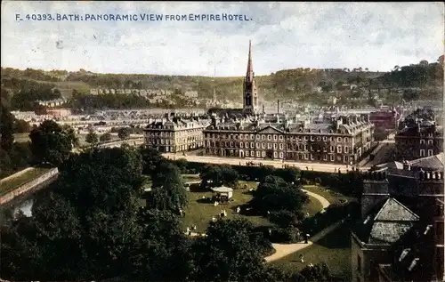 Ak Bath Somerset England, Panoramic View from Empire Hotel