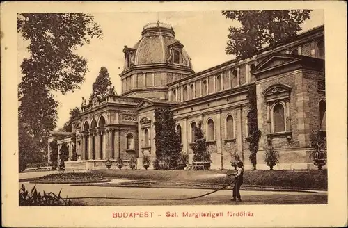 Ak Budapest Ungarn, Szt. Margitszigati fürdöhaz, Margaretheninsel, Badehaus
