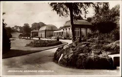 Ak Sheffield Yorkshire England, Botanical Gardens, Park, Pavillons