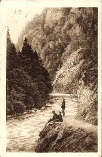 Ak Semil Semily Region Reichenberg, Partie z Riegrovy turisticke stezky u Semil, Angler, Fluss