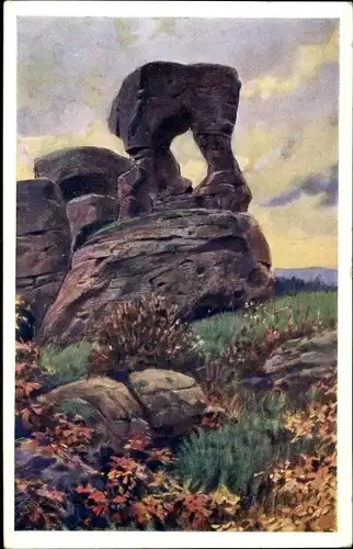 Ak Turnov Turnau Region Reichenberg, Rotstyn, Felsen