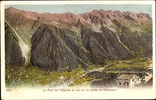 Ak Chamonix Mont Blanc Haute Savoie, Le Plan de l'Aiguille et vue sur la vallée, Panorama