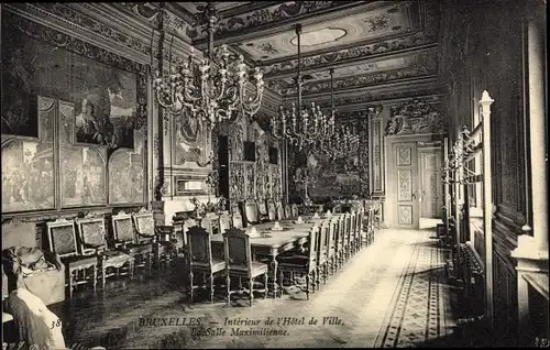 Ak Bruxelles Brüssel, Interieur de l'Hotel de Ville, la Salle Maximilienne