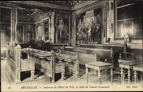 Ak Bruxelles Brüssel, Interieur de l'Hotel de Ville, la Salle du Conseil Communal