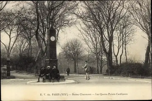 Ak Paris XIX Buttes Chaumont, Les Quatre Points Cardinaux