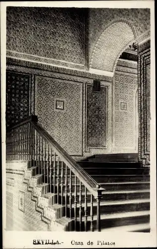 Ak Sevilla Andalusien, Casa de Pilatos, Treppe