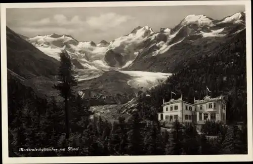 Ak Pontresina Kanton Graubünden Schweiz, Morteratsch Gletscher, mit Hotel