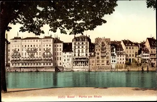 Ak Bâle Basel Stadt Schweiz, Partie am Rhein
