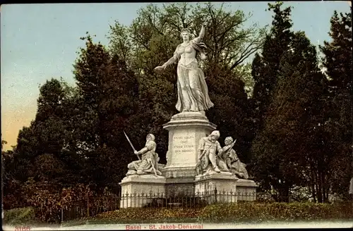 Ak Bâle Basel Stadt Schweiz, St. Jakob Denkmal