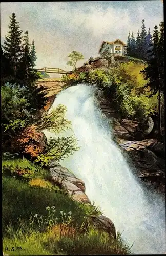 Künstler Ak Krimml in Salzburg, Krimmler Wasserfall