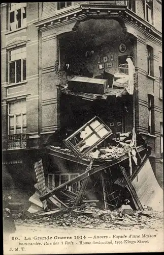 Ak Anvers Antwerpen Flandern, Rue des 3 Rois, bombardee, Trümmer