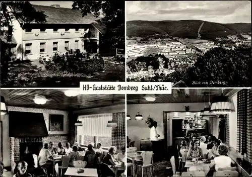Ak Suhl in Thüringen, HO Gaststätte Domberg, Panorama, Gastraum