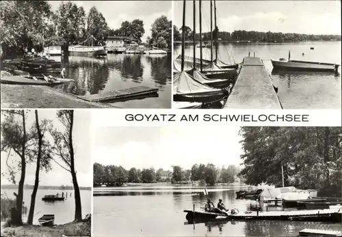 Ak Goyatz Schwielochsee in der Niederlausitz, Steg, Partien am See