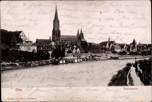 Ak Ulm an der Donau, Donauseite, Panorama
