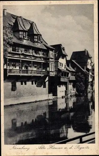 Ak Nürnberg in Mittelfranken, Alte Häuser an der Pegnitz