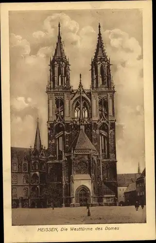 Ak Meißen an der Elbe, Die Westtürme des Domes