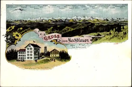Ak Blauen Badenweiler im Schwarzwald, Hochblauen, Hotel und Pension, Gebirge