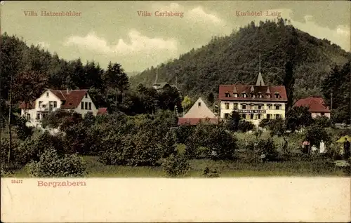 Ak Bad Bergzabern im Kreis Südliche Weinstraße, Villa Hatzenbühler und Karlsberg, Kurhotel Lang