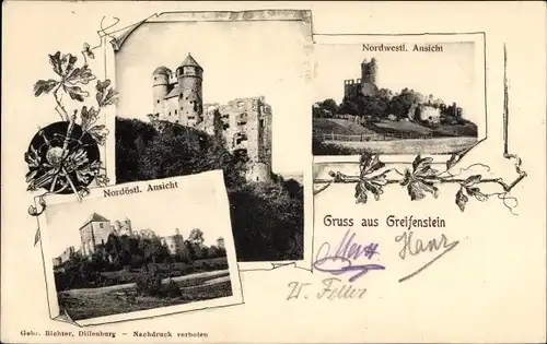 Ak Greifenstein im Westerwald Hessen, Burg Greifenstein