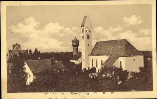 Ak Oberföhring München Bayern, Teilansicht, Kirche, Wasserturm