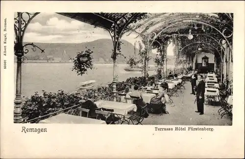 Ak Remagen am Rhein, Terrasse Hotel Fürstenberg