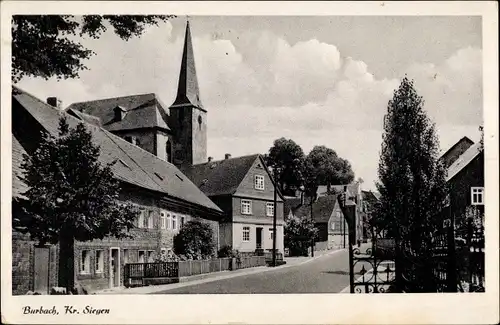 Ak Burbach Siegen in Nordrhein Westfalen, Partie im Ort, Kirche