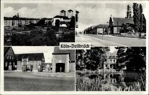 Ak Dellbrück Köln am Rhein, Kaserne, Straßenpartie, Wasserburg