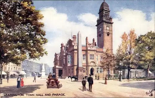Künstler Ak Leamington Spa Warwickshire England, Town Hall and Parade
