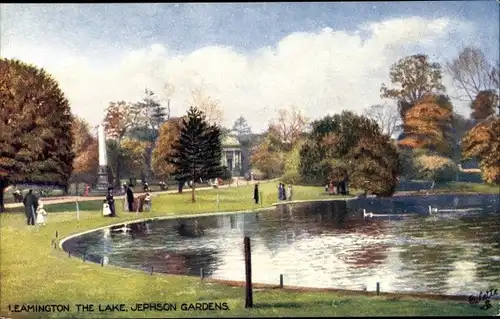 Künstler Ak Leamington Spa Warwickshire England, The Lake, Jephson Gardens