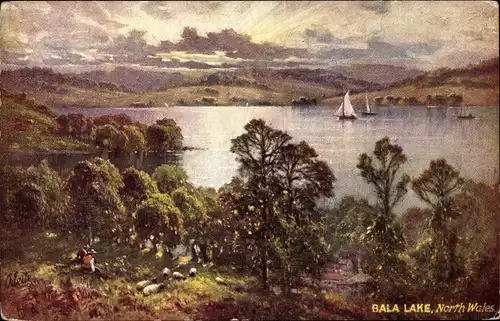 Künstler Ak Bala Wales, Bala Lake, Llyn Tegid