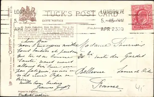 Ak London City, St Paul's Cathedral from the River