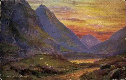 Künstler Ak Glencoe Schottland, Ossian's Cave