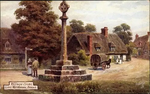 Künstler Ak Long Wittenham South East England, Village Cross