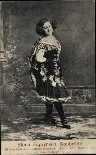 Ak Elena Zagrynwin, Soubrette, Berliner Variete- und Lustspiel Ensemble