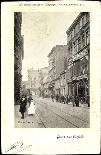 Ak Krefeld am Niederrhein, Hochstraße, Passanten