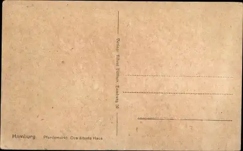 Ak Hamburg Mitte Altstadt, Pferdemarkt, das älteste Haus