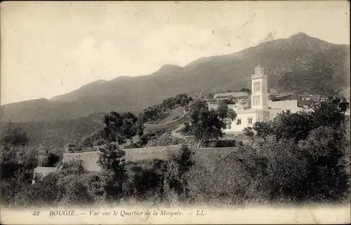 Ak Bougie Algerien, Vue sur le Quartier de la Mosquee