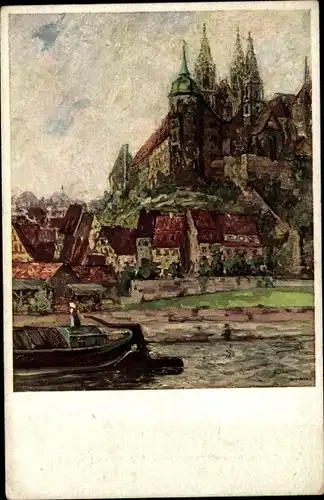 Künstler Ak Geyer, Fritz, Meißen in Sachsen, Blick auf die Albrechtsburg