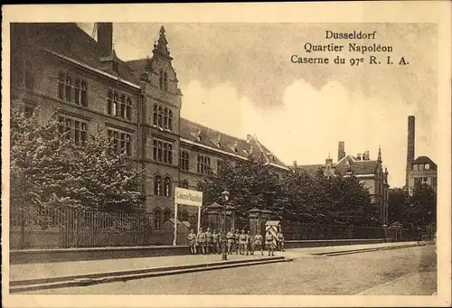 Ak Düsseldorf am Rhein, Quartier Napoléon, Caserene du 97. R.I.A.