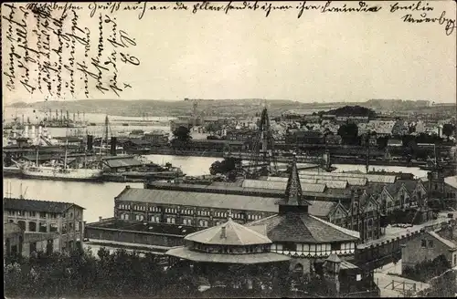 Ak Gaarden Kiel, Panorama, Hafenanlagen