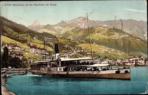 Ak Montreux Kanton Waadt Schweiz, Les Rochers de Naye, Dampfer