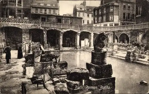 Ak Bath Somerset England, Roman Baths, römisches Bad, Ausgrabungen