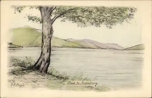 Künstler Ak Ardentinny Schottland, Road to Ardentinny, See